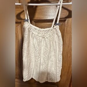 Abercrombie & Fitch Cream off white Lace tank top with blue bows